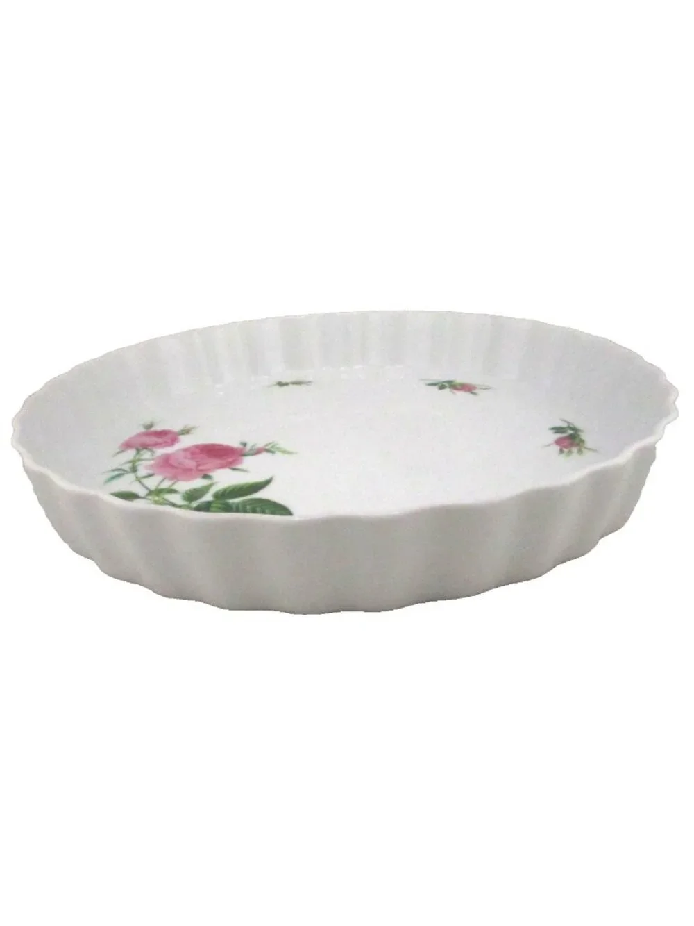 Christineholm Quiche Tart Pie Bakeware Dish White Pink Floral Cottagecore w/ Box